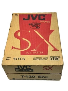 JVC T-120 SX VHS 6 Hour Tapes Lot of 10  New Old Stock Factory Sealed In Box - Picture 1 of 13