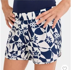 NEW Lined Girl's Active wear Running Shorts Navy & White Floral 14 - Picture 1 of 3
