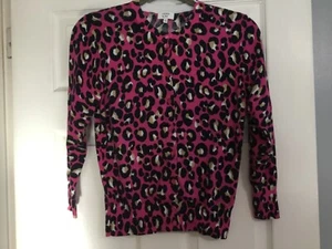 Crown & ivy Pink Animal Print Cardigan Sweater Small - Picture 1 of 3