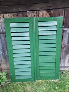 1 Paar Fensterladen - Holz - gebraucht - Höhe 147 cm - Breite 58,5 cm - Bild 1 von 17