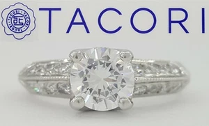 TACORI Platinum Knife-Edge Round Diamond Semi-Mount Engagement Ring 0.45 ct $4k - Picture 1 of 12