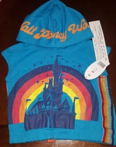 Disney Parks Castle Sleeveless Hoodie Size 3/XXS Terry Sweatshirt Girls NWT - Picture 1 of 3