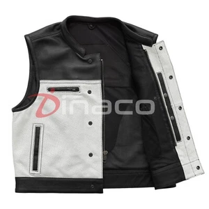 New Style Herren zweifarbig Lowrider perforiert Diamant nackt Rindsleder Weste - Bild 1 von 5