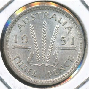 Australia, 1951(pl) Threepence, 3d, George VI (Silver) - Extra Fine - Bild 1 von 3