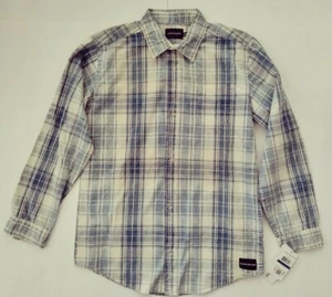 Calvin Klein Boys XL 18-20 Blue Plaid Long Slv Dress Casual Shirt Distress Wash - Picture 1 of 10