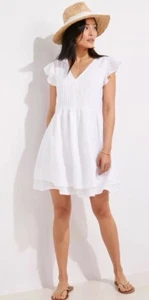 Vineyard Vines Pintuck Linen Dress XXS White Mini Beach Vacation Summer NEW 1735 - Picture 1 of 5