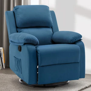 Small 360° Swivel Rocker Recliner Chair for Small Spaces for Living Room, Linen - Picture 1 of 49