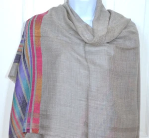 ¡Mantón tejido a mano de lana de cachemir pashmina topo con patrón de diamantes de la India! - Imagen 1 de 5