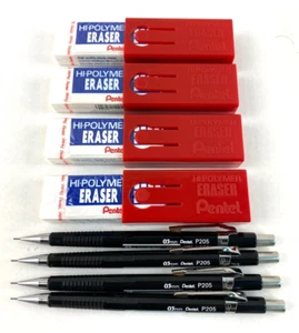 Pentel Sharp Druckbleistift 0,5 mm schwarzer Lauf, 4 Radierer enthalten P205A ZEH10 - Bild 1 von 4