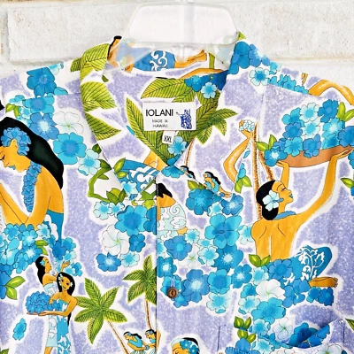 Iolani Hawaiian Shirt Vintage RAYON USA Hula Girl XXL - Image 1 of 4