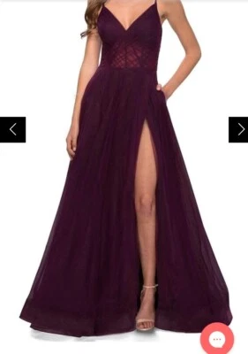 NWT La Femme 29076 V-Neck Semi-Sheer Bodice Junior Prom Gown Size 6 - Image 1 of 4