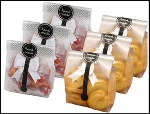 100 Stk./Packung transparente Plastiktüten für Plätzchen Kuchen Schokolade mit Aufklebern - Bild 1 von 4