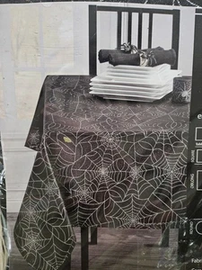 Glitzer Spinnennetz Tischdecke Schwarz Silber Netz Metallic 60 x 84 Länglich Bezug Neu - Bild 1 von 5