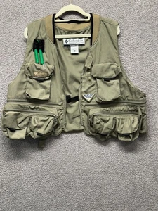 Columbia PFG Herren L Angelweste Khaki Multi-Pocket Utility Zip Front YKK FM100 - Bild 1 von 12