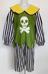 Costume pirata a righe bambino teschio ossa incrociate vestito fantasia 8 9 10 - Foto 1 di 1