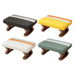 Footrest with Wooden Legs Small Low Ottoman for Shoe Changing Bedroom Living - Picture 1 of 28