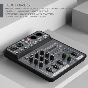 Small 4 Channel Mixing Console Mixing Board W/USB Audio Interface Compact Sounds - Picture 1 of 6
