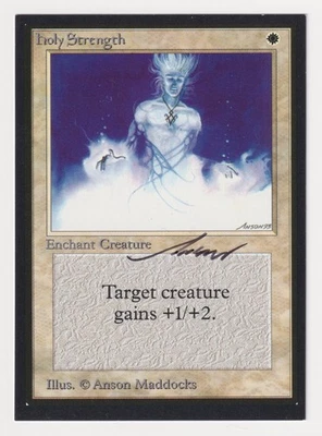 Signed Holy Strength Proof NM Beta Artist Anson Maddocks 1993 WOTC MTG Magic AP! - Image 1 of 2