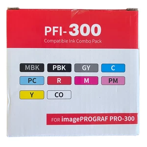 Paquete combinado de tinta compatible PFI-300 para imagePROGRAF PRO-300 - 10 paquetes sellados - Imagen 1 de 3
