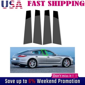 Glossy Black Pillar Posts Fit for Porsche Panamera 2009-2016 4pcs/ Set Door Trim - Picture 1 of 14