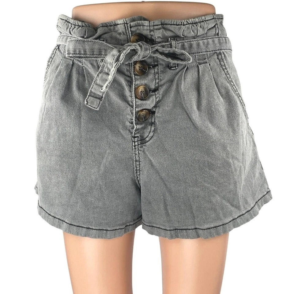 Mustard Seed Women's Gray High Waisted Button Fly Tie Waist Denim Jeans Size S - Image 1 of 4