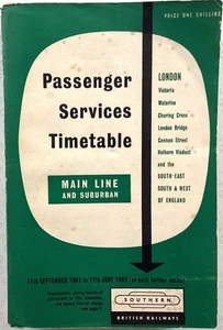 1961/1962. British Railways Southern Region Passenger Services Timetable + Map - Picture 1 of 5