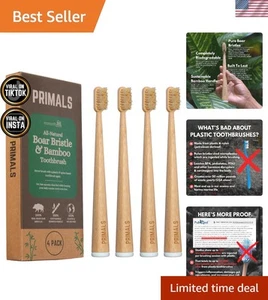 Umweltfreundliche Wildschweinborsten & Bambus Zahnbürste 4er Pack - Biologisch Abbaubar & Toxin -... - Bild 1 von 11
