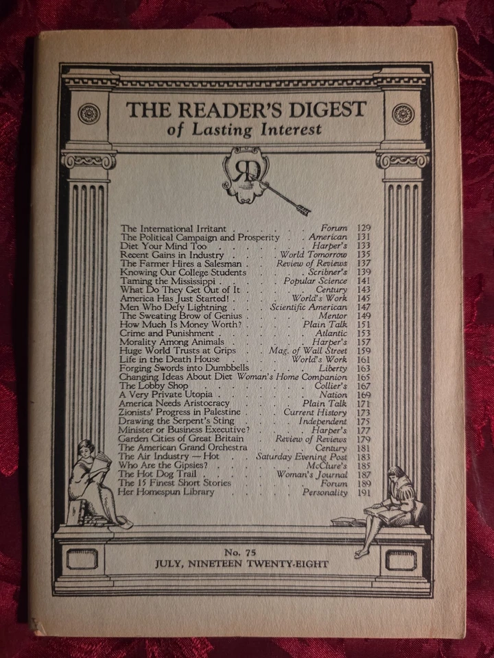 Readers Digest July 1928 G. K. Chesterton Will Durant Henry Ford Gilbert Seldes  - Image 1 of 1
