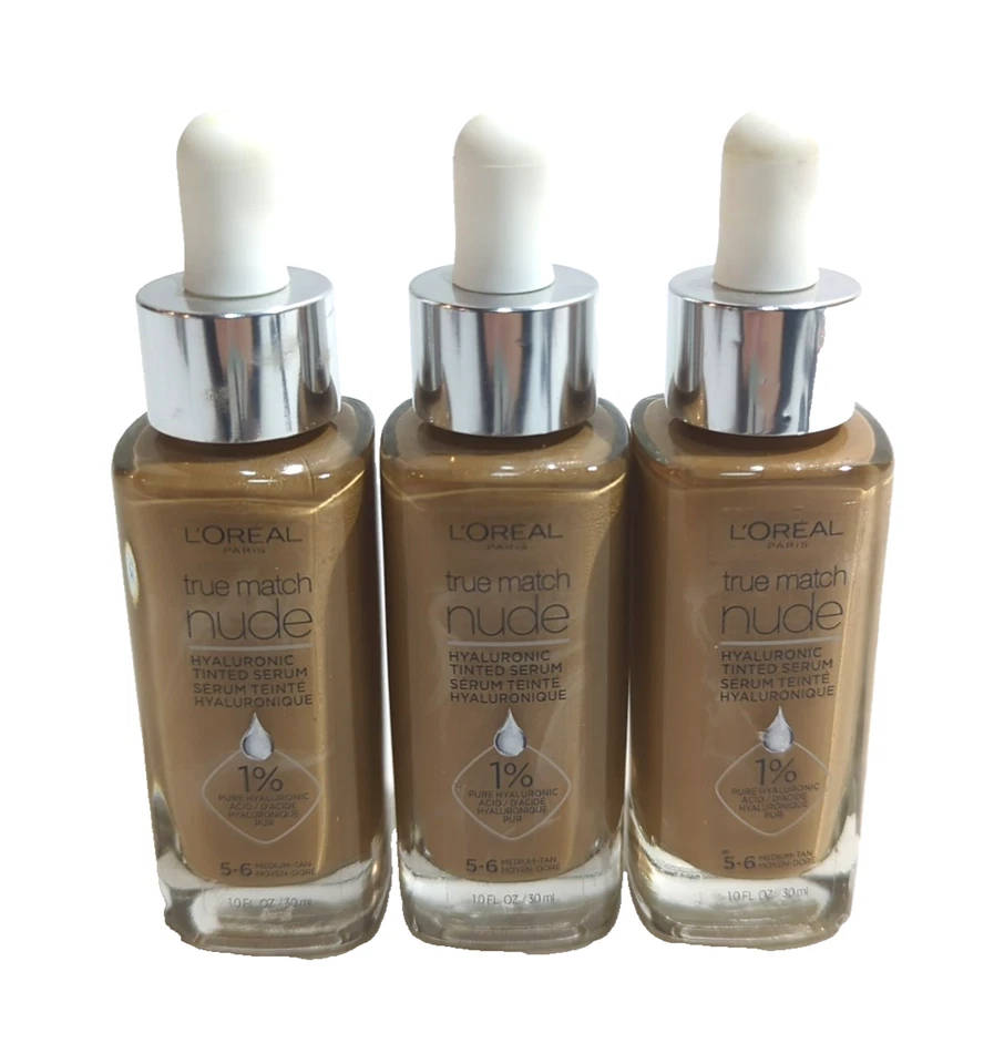 (3) L'Oreal True Match Nude Hyaluronic Tinted Serum, 5-6 Medium Tan - Image 1 of 2