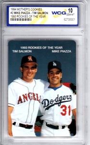 1994 Mother's Cookies Mike Piazza Tim Salmon ROOKIE WGC 10 LA DODGERS METS
