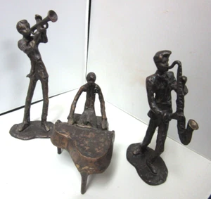 3 Vtg GATCO Brutalist Jazz Musician Men Brass Metal Piano Saxophone Trumpet - Picture 1 of 12