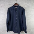 32 Bar Blues Shirt Mens Large Blue Houndstooth Button Up Flannel Plaid Adult