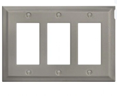 ALLEN + ROTH 6.75" X 5" TRIPLE PLACA DE PARED ACABADO NÍQUEL CEPILLADO 4896594 Foto 1 de 4