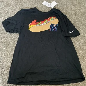 Nike Miami Marlins Shirt Tee Black Men’s Size: Large NWT - Picture 1 of 5