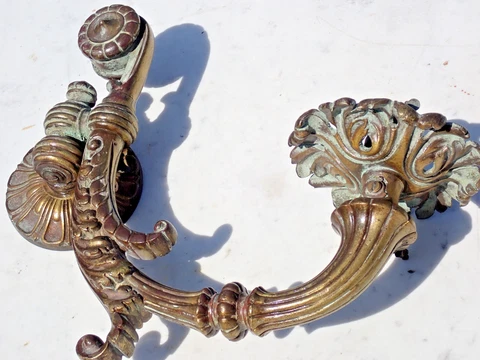Antique Bronze Lamp Light Wall Sconce Gilded French 1800s Heavy Rococo 33cm Cover