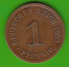 Empire 1 Pfennig 1893 G Almost XF Nice Rare nswleipzig