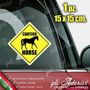 Adesivo Stickers Auto Moto Camper CAUTION HORSE segnale a bordo - Picture 1 of 1