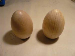Two (2) SOLID 4" EXTRA LARGE Wooden Eggs Unfinished Flat Bottom Easter Crafts - Picture 1 of 5