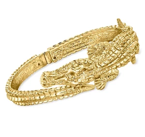 $5750 / New ITALIAN 3D Alligator fancy 14K Hinged bangle Bracelet / 16.7 grams - Picture 1 of 5