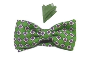 Nœud Papillon Laine Vert Homme Possible Ensemble Match Sac à Main Made IN Italy - Picture 1 of 7