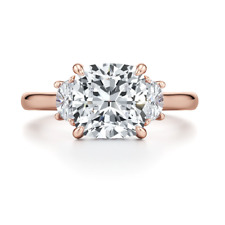 Women Engagement Ring 1.30 Ct IGI GIA Lab Created Diamond Cushion 14k Rose Gold