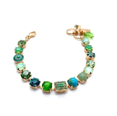 Pulsera Por Mariana Mujer Única Turquesa Mineral y Peridoto Swarovski Gritos... Foto 1 de 4