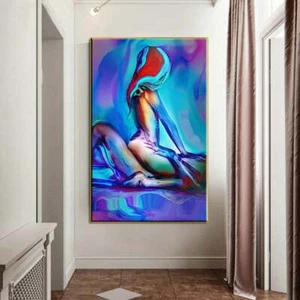Abstract Nude Woman & Man | Sexy Body Art Painting | Print on Canvas | Modern - Picture 1 of 8