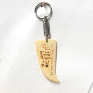 Vintage Keychain Temuco Chile Handmade Hand Carved Key Ring Fob Chain Pull - Picture 1 of 8