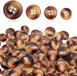 50 PCS Dark Blown Resin Sewing Buttons, 4 Sizes Brown Buttons 4 Holes Flatback P - Picture 1 of 8