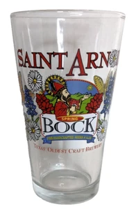 Saint Arnold Spring BOCK Beer Glass Texas Oldest Craft Brewery Floral Butterfly - Picture 1 of 10