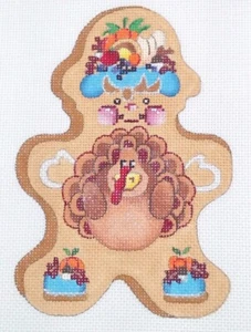 ESTRICTAMENTE NAVIDAD punta de aguja HP pintura a mano pan de jengibre galleta de acción de gracias 18 m - Imagen 1 de 4