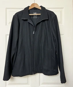 Express Mens Wool Jacket Size XL Black Warm Winter Full Zip Jacket Coat Vintage - Picture 1 of 8
