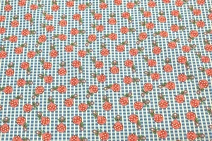 100 % Cotton fabric ~ White with blue, lt. blue,pink,red,white,green rattle~ BTY - Picture 1 of 2