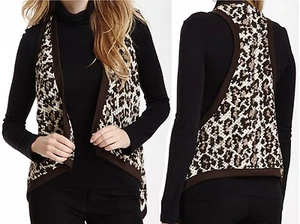 Chaleco Karen Kane 3L49525 Marrón Chocolate Estampado Guepardo Tejido Cortina - Precio de venta sugerido por el fabricante $109 - Imagen 1 de 5